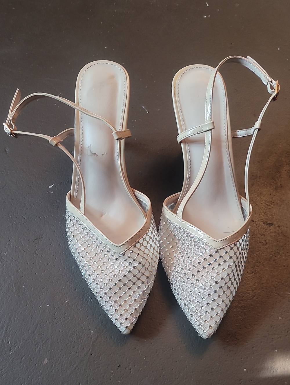 Nicole Miller Pointed Slingback Heels in Champagne